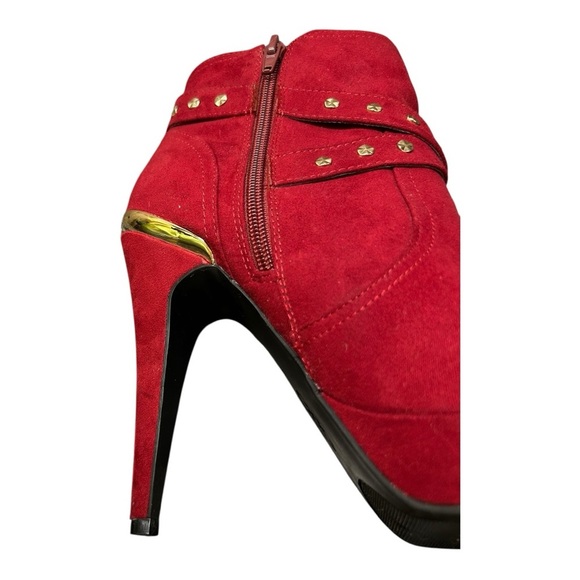 GUESS Women’s Red & Gold Studded Stiletto Ankle Boots – Size 9.5 - Picture 5 of 14